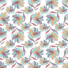 flowers design on white color background seamless pattern for fabric textile wallpaper