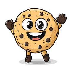 Cookie Waving Cute Illustration Vector Isolated Mascot Art 
