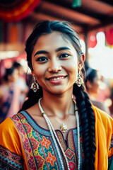 Smiling Woman in Traditional Ethnic Dress