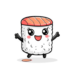 cartoon illustration of Sushi Cute Vector Isolated Mascot Art 
