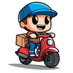Delivery Boy Cute Illustration Vector Isolated Mascot Art 
