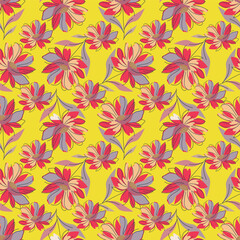Christmas floral seamless pattern with decorative bouquets, festive background, winter wallpaper, gift paper
