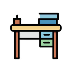 Colorful modern desk illustration on a black background