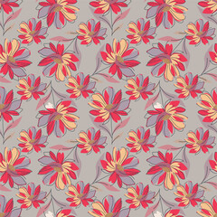 Christmas floral seamless pattern with decorative bouquets, festive background, winter wallpaper, gift paper
