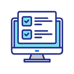 Online Survey on Computer Screen with Check Mark Icon