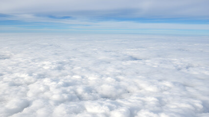 High nature view large white clouds on soft sky background