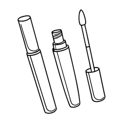 Makeup applicators in minimalistic line art style