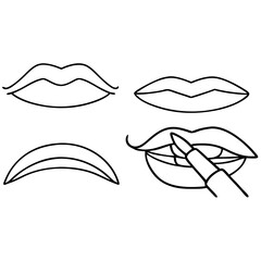 Lip design sketches showcasing various lip shapes on white background