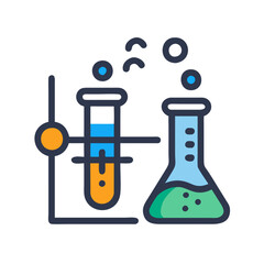 Chemistry Experiment with Test Tubes and Erlenmeyer Flask