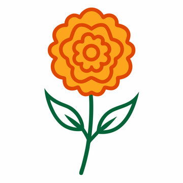 orange flower with green stem and leaves clip art preview