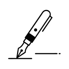 Classic Fountain Pen Outline Icon Writing Signature Line