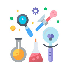 Colorful Flat Design Science and Research Laboratory Elements