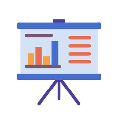 Presentation board displaying charts and information data illustration
