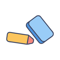 Colorful Chalk and Eraser Art Illustration Isolated on Black