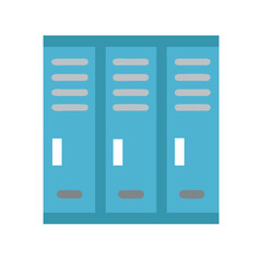 Blue school lockers, storage lockers, flat design illustration