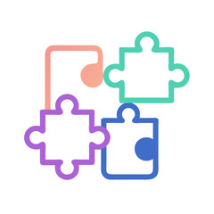 Colorful Puzzle Pieces Forming a Square on Black