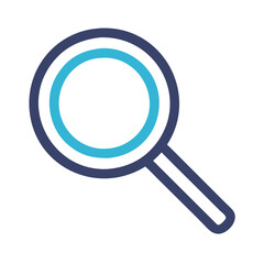 Blue Magnifying Glass Icon on Black Background Search