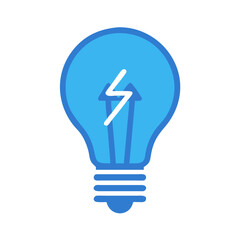 Blue Light Bulb with Lightning Bolt Innovation Icon