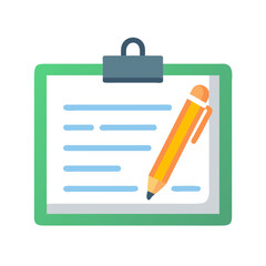 Clipboard with Pen Flat Design Illustration