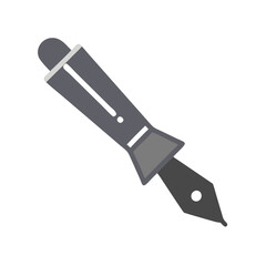 Stylish Grey Fountain Pen Illustration on a Black Backdrop