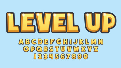 bevel 3d yellow cartoon isolated letters for logo design