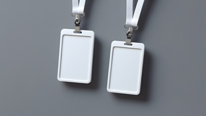 White Matte ID Cards with Lanyards – High-Resolution 3D Rendering
