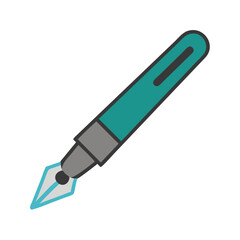 Turquoise and Gray Fountain Pen Icon on Black Background