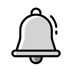 Gray Bell Icon with Notification on Black Background