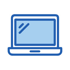 Modern Blue Laptop Icon: Computer Technology and Connectivity