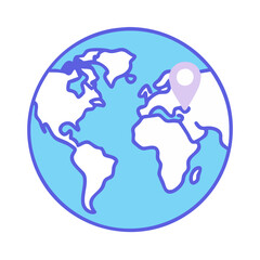 Colorful Globe with Location Pin, Flat Design
