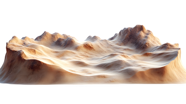 A high-definition, realistic sand dune texture, isolated on a white background