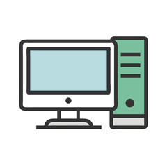 Desktop Computer with Monitor and CPU Tower Icon