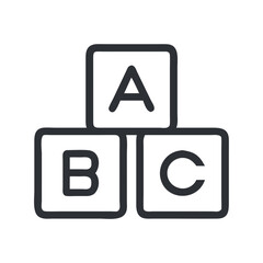 ABC Blocks Outline Icon on Black Background