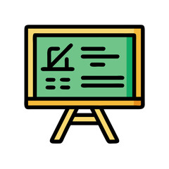 Presentation Board Icon Illustration: Chalkboard, Meeting, and Presentation