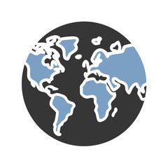 Cartoon World Globe on Black Background Illustration