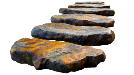 A high-definition, realistic stepping stone path, isolated on a white background