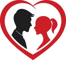 Couple Silhouette Inside Heart