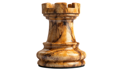 A high-definition, realistic wooden king chess piece, isolated on a white background