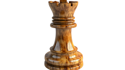A high-definition, realistic wooden king chess piece, isolated on a white background