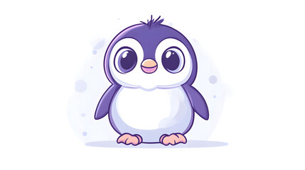 Obraz premium Adorable Cartoon Penguin Character with Big Eyes and Snowy Background Perfect for Winter Theme