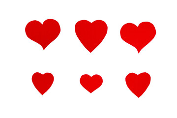 Red paper hearts in grid formation
