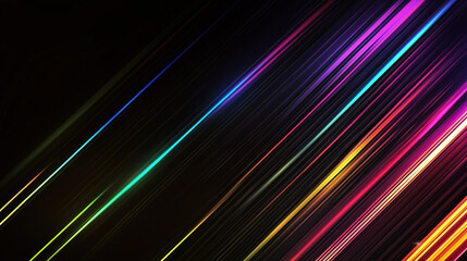 Neon diagonal light streaks on black background