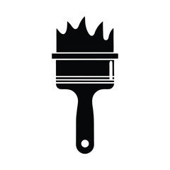 Paintbrush Icon Black Silhouette with Wide Bristles