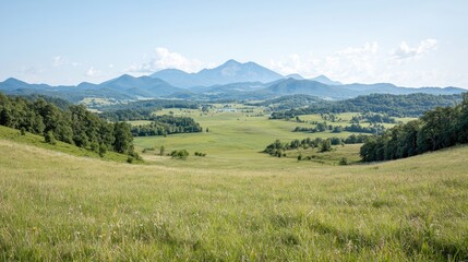 Obraz premium Serene valley landscape tranquil mountain scenery photography
