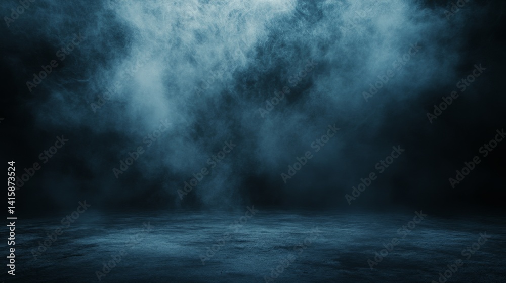 Poster Mysterious Fog Engulfs an Empty Space, Creating a Haunting Atmosphere Perfect for Artistic Exploration or Dramatic Scenes
