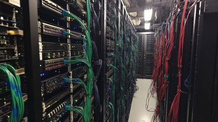 Server racks in server room data center