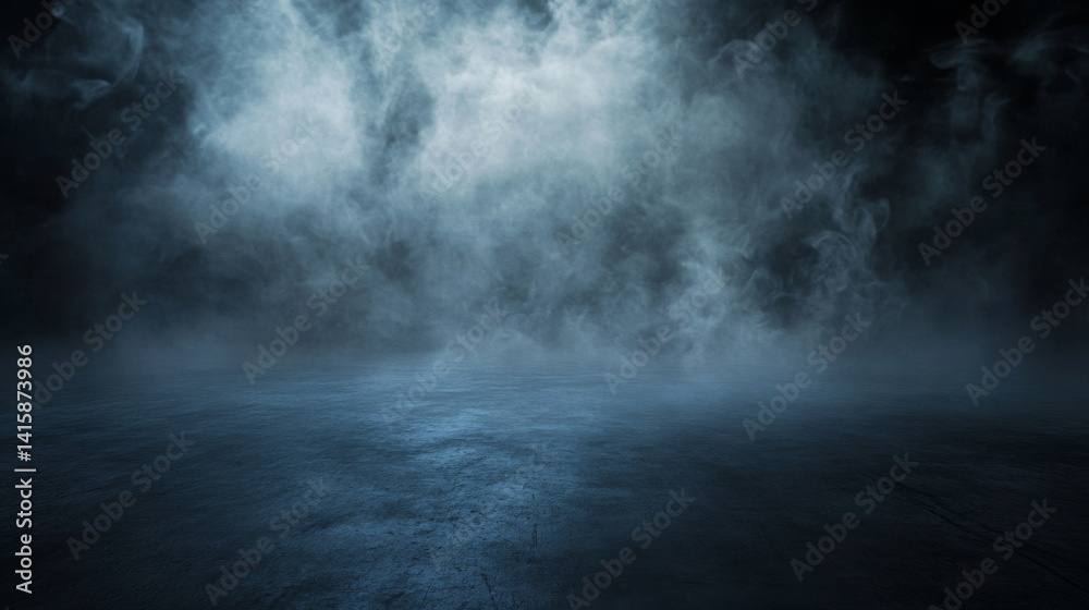 Aufkleber Mysterious Fog Envelops an Empty Floor Creating an Atmospheric Backdrop for Creative Exploration and Storytelling