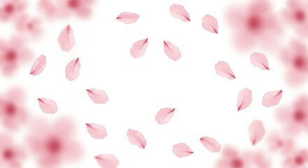 Delicate Pink Petals Falling - Soft pink petals gently falling on a white background, creating a serene and romantic atmosphere. Perfect for spring themes