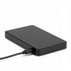 A rectangular device with a cable plugged isolated on white background