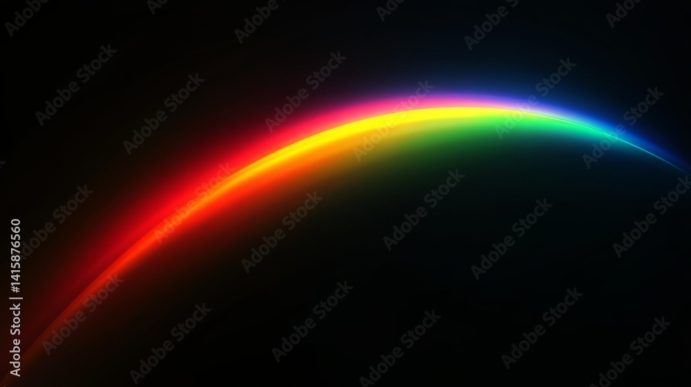 Poster vibrant rainbow gradient contrasts against a deep black background, evoking a sense of wonder and ar
